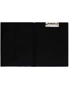 Carpeta fº con pinza superior pvc color negro con bolsa interior